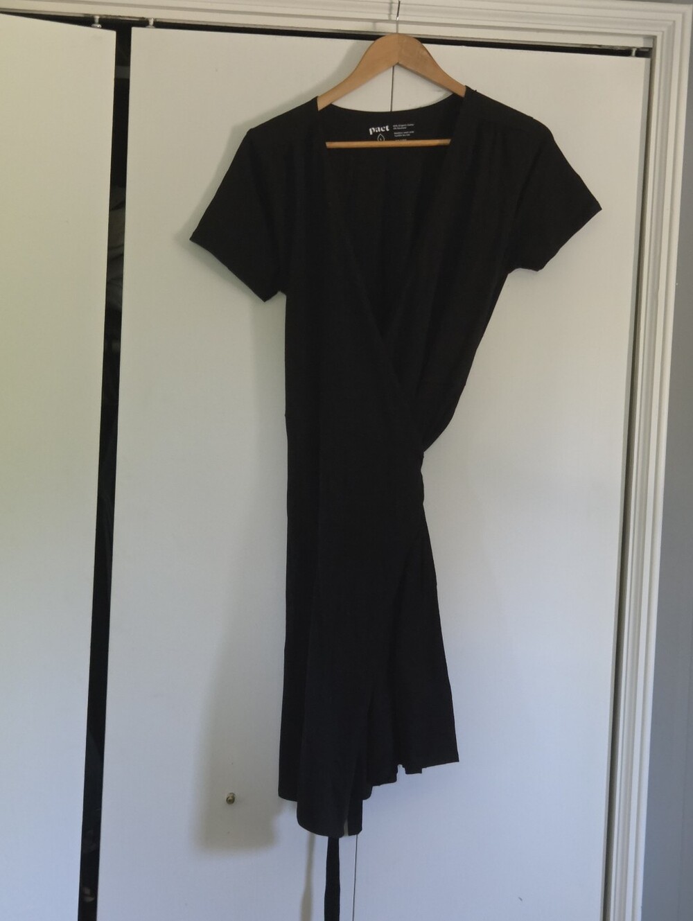 Pact Black Midi Wrap Dress